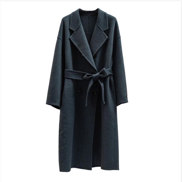 

2020 autumn winter wool coat single breasted maxi coat lj201110, Black
