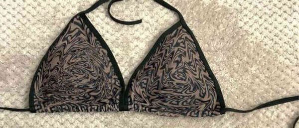 

swimsuit shape v-neck black solid bikini, White;black