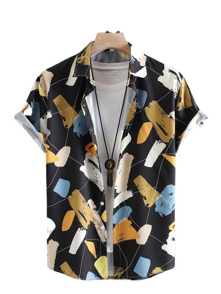 

men random brush print shirt without tee 19fx#, White;black