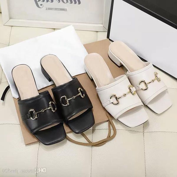 

designer summer beach slippers fashion loafers lazy low heeled flops leather letters lady cartoon slides women shoes metal ladies sandals la, Black