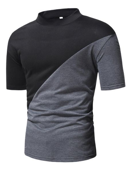 

men colorblock mock neck tee 16dl#, White;black