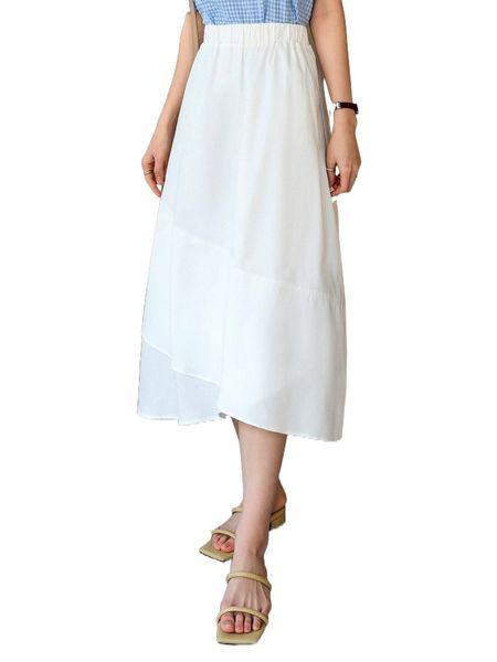 

dazy solid longline a-line skirt g1vu#, Black