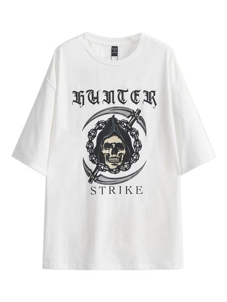 

x lockdsg men skull & letter graphic tee 57hh#, White;black