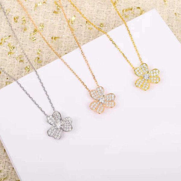 

925 sterling silver women's lucky flower pendant, european fashion brand, luxury birthday necklace, new series