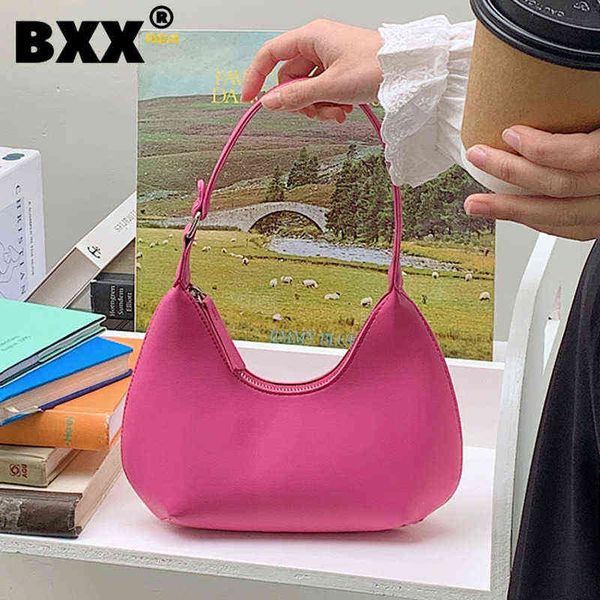 

[bxx] light luxury designer solid color armpit bags for woman 2022 new brand fashion trendy casual mobile shoulder bag gf2403 y220411