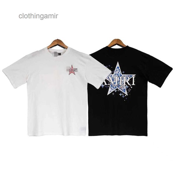 

european and american designer amirss t shirt 2022 fashion summer star high street backing loose short sleeve round neck t-shirt, White;black