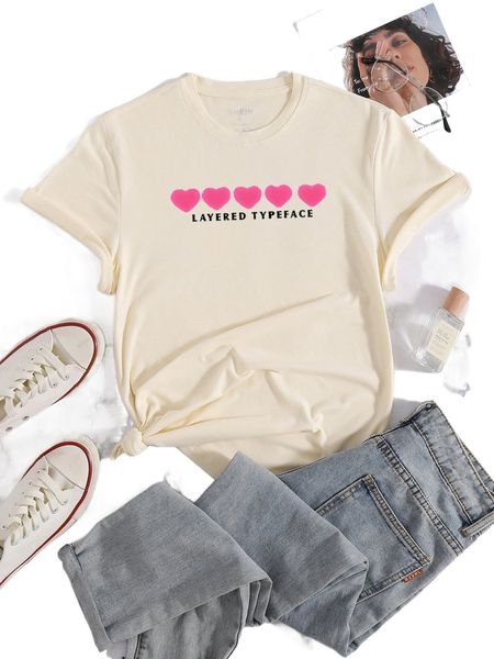 

h.eart and l.etter graphic tee k6u0#, White
