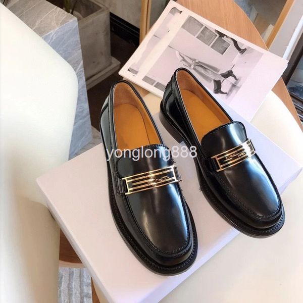 

dress shoes high end quality british style leather shoes women's flat bottomed casual with one foot, Black