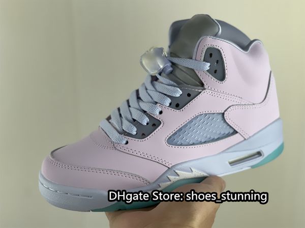 

womens shoes jumpman 5s v easter high ice light purple blue sliver colorway 3m reflective tongue sneaker size us4-13 double boxes