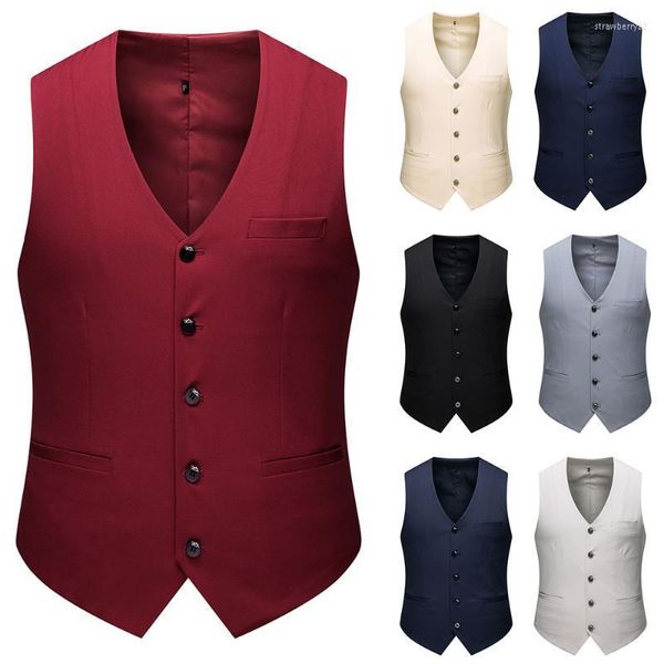 Herrenwesten Mode Herren Solide Schnalle Reverskragen Slim Fit Ärmellos Schwalbenschwanz Westernstil Smart Casual Tops Vier Jahreszeiten Mann Kleidung Stra2