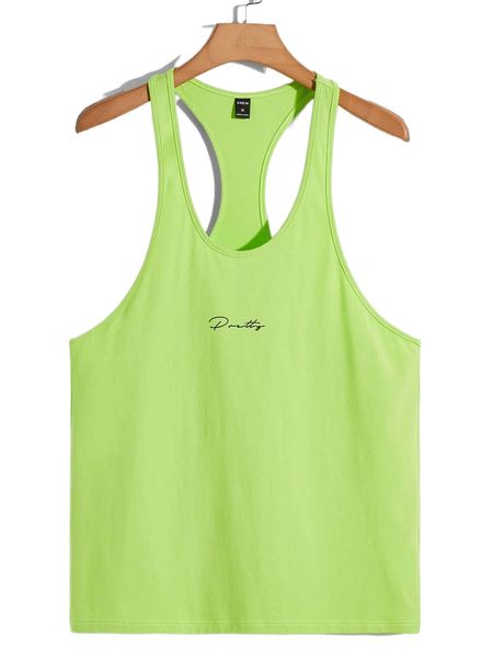 

men letter graphic racer back gym tank e386#, White;black