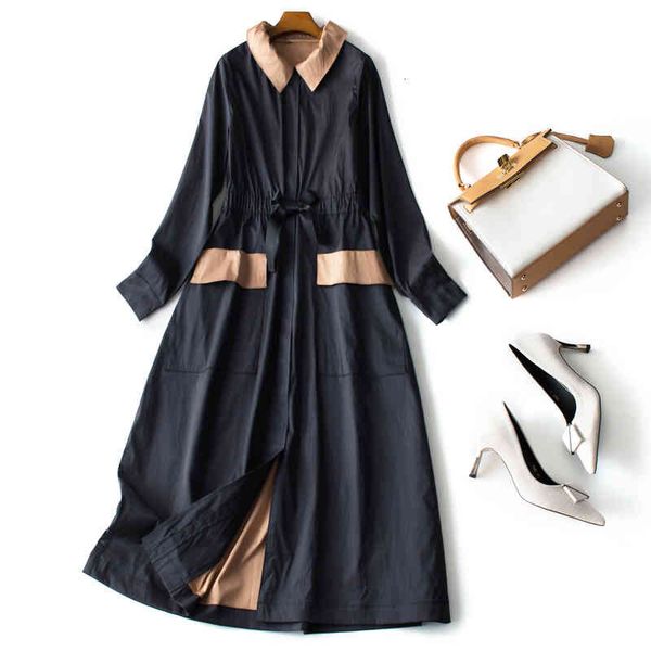 

women's trench coats discount original order export foreign trade large size counter tail cut label cow goods spring splicing medium le, Tan;black