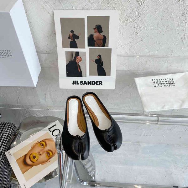 

dress shoes mm6 split toe shoes lazy flat spring and summer half drag baotou women's muller, Black