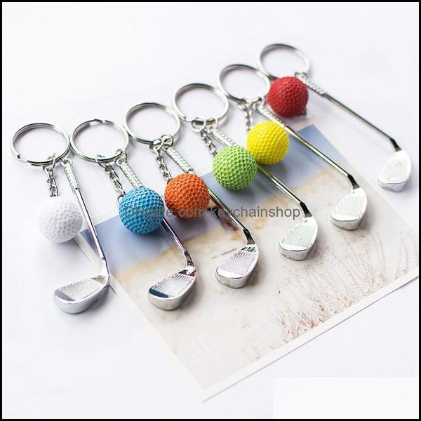 

keychains fashion accessories mini golf racket ball pendant keychain creative car metal key ring holder clasps split keyring dhsxe, Silver