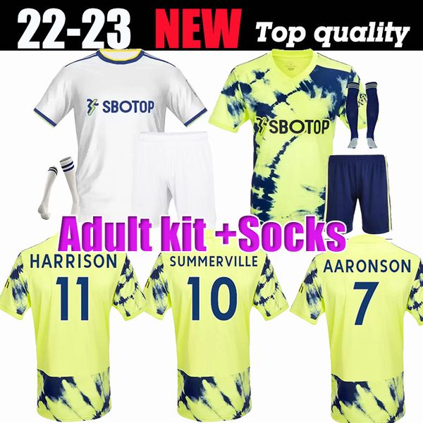 

kit 22 23 summerville soccer jerseys harrison adams unitedes aaronson home away 2022 2023 bamford luis sinisterra fans version football shir, Black;yellow