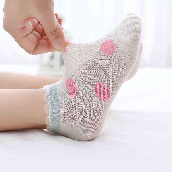 

1 pair soft cotton breathable mesh kids socks summer short tubes baby girls newborn boy happy infant clothing l220716, Pink;yellow