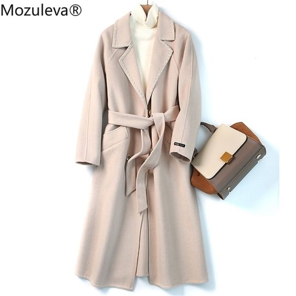 

handmade mid-length autumn and winter woolen coat women's style 210416, Tan;black