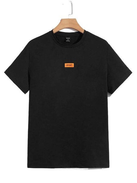 

men letter patched detail tee n000#, White;black