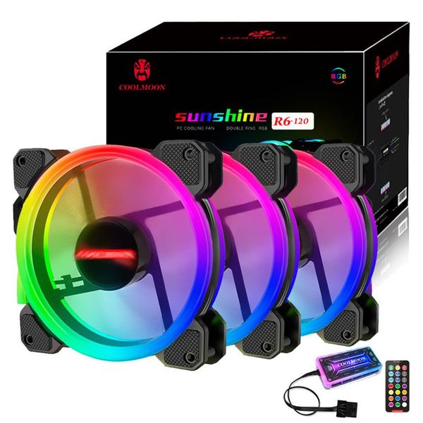 Fans Kühlungen Coolmoon 120mm PC Computer Gehäuse Lüfter Kühlung Kühler 6PIN Einstellbare RGB Led 12cm Mute Ventilador 5V DC ARGB Passen SpeedFans