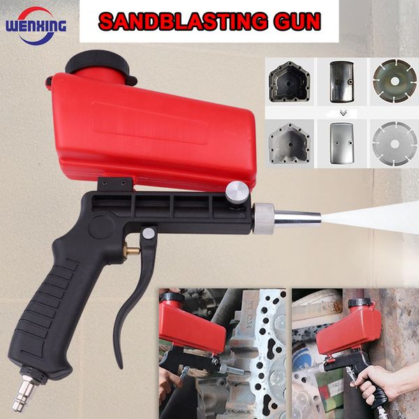 

wenxing 90psi portable gravity sandblasting gun pneumatic tool small sand blasting spray gun adjustable sandblaster 220704