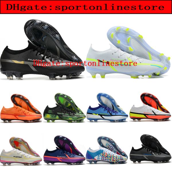 

mens soccer boots phantom gt2 elite fg football cleats shock wave recharge motivation pack outdoor shoes tacos de futbol botas, Black