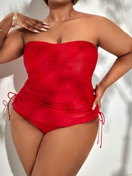 

plus drawstring side tube bikini swimsuit w5ig#, White;black