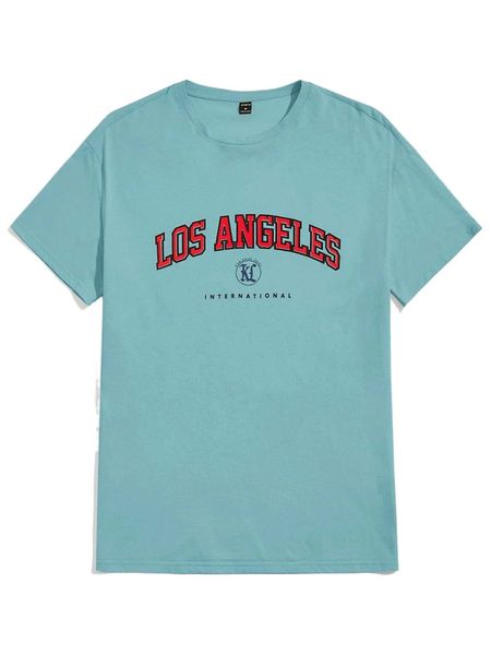 

men letter graphic crew neck tee l4ic#, White;black