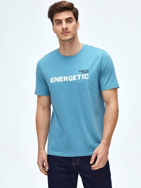 

men slogan graphic crew neck tee 01v8#, White;black