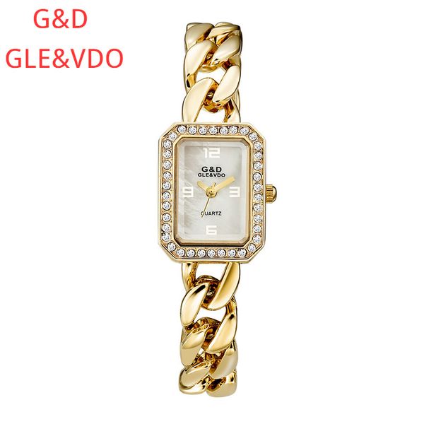 

fashion designersg & d gaishideng ip electroplated foreign trade watch short lace diamond european and american womens watch factory dir, Slivery;brown