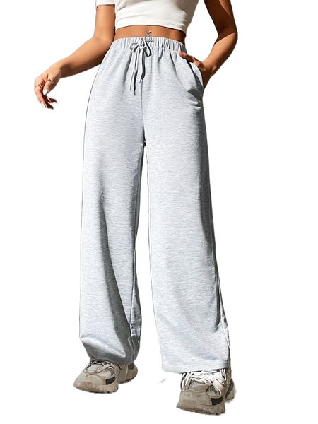 

petite drawstring waist slant pocket sweatpants o5am#, Black;white