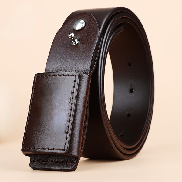 

famous brand paris belt men's head layer pure cowhide leather wrapped anti metal contact allergy belt business ironless trouser damp de, Black;brown