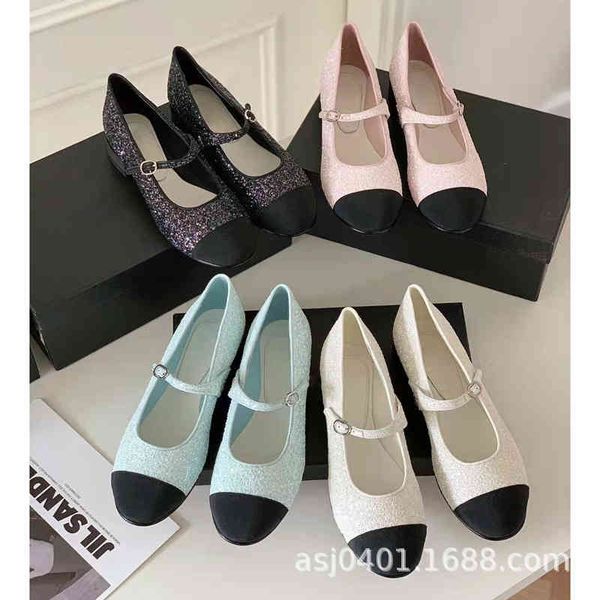 

mary dress shoes jane thick heel sequins bohemian round head low daily solid color gretel flats wnff mo42, Black