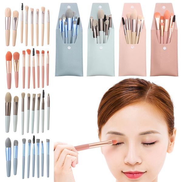 Set di pennelli per trucco da 8 pezzi Pennello per cipria Fondotinta Blush Ombretto Sopracciglio Strumenti cosmetici