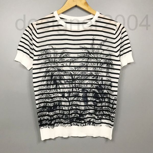 

women's sweaters designer d home knitwear women's new spring and summer 21 jungle tree print stripe age reducing girl style tiansi, White;black