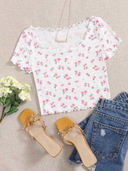 

lettuce trim ditsy floral crop j7cp#, White
