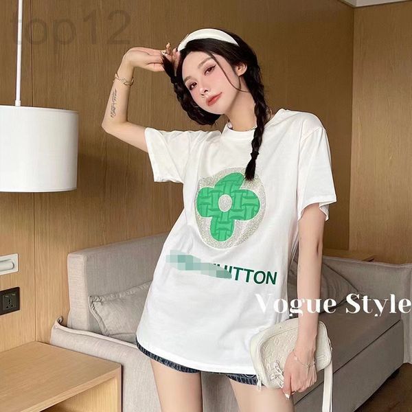 

women's t-shirt designer european goods 2022 spring and summer new round neck fold diamond print loose short sleeve cotton t-shirt wome, White