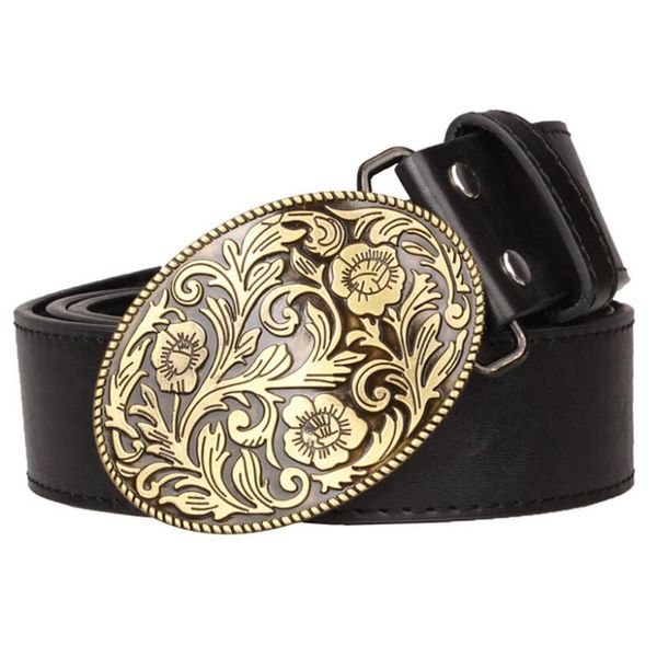 Celra cinturão cinto de moda retro arabesque Padrão Design de flores Dourado Buckle Arábio Men masculino Cowboy Bull Feminino Cintos de presente