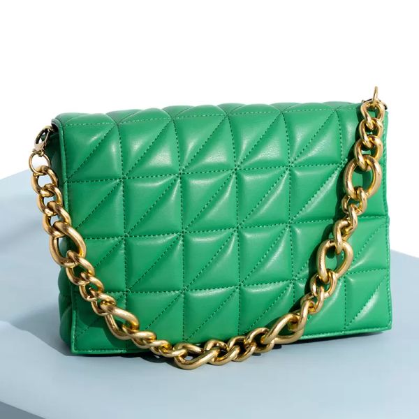 

hbp branded women's shoulder bags 2021 thick chain quilted purses ladies plaid solid color medium size handbag women clutch bags, Black;red