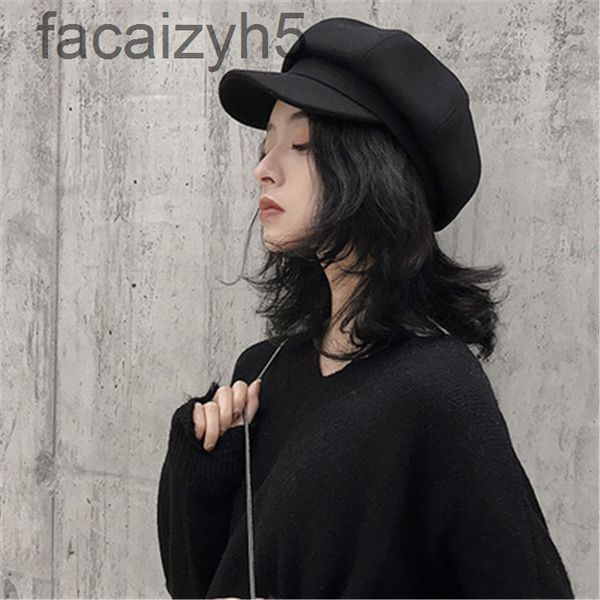 

ball caps designer octagonal hat female autumn and winter black duck tongue beret fashion newsboy painter mao tweed korean version british v, Blue;gray