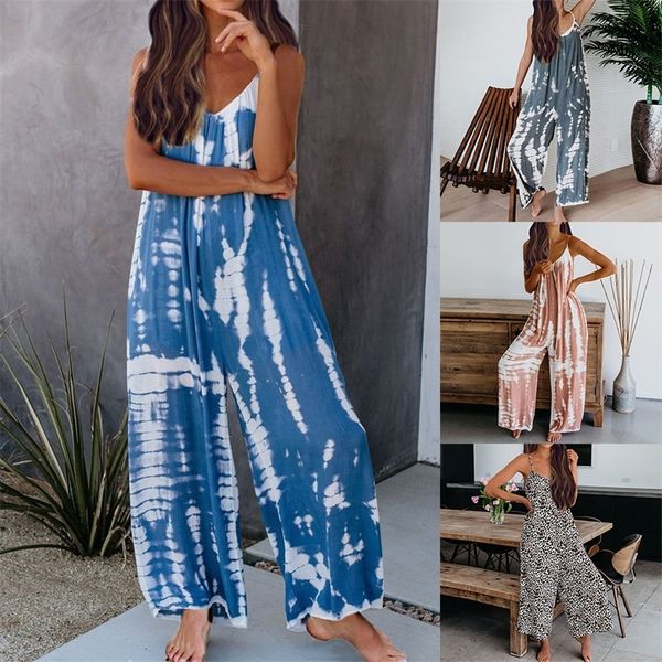 

tiedye jumpsuits women casual jumpsuit loose overalls denim rompers for women 220713, Black;white