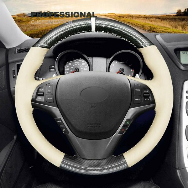 

soft black suede carbon fiber car steering wheel cover for hyundai genesis coupe