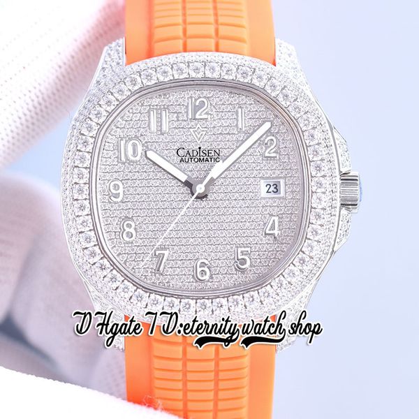SF SF5167 ICED OUT Mens relógio Cal.324 A324 Diamante de diamantes de 40 mm automático de 40 mm em aço inoxidável case de incrustação de diamante laranja strap super versão eternity watches 5069