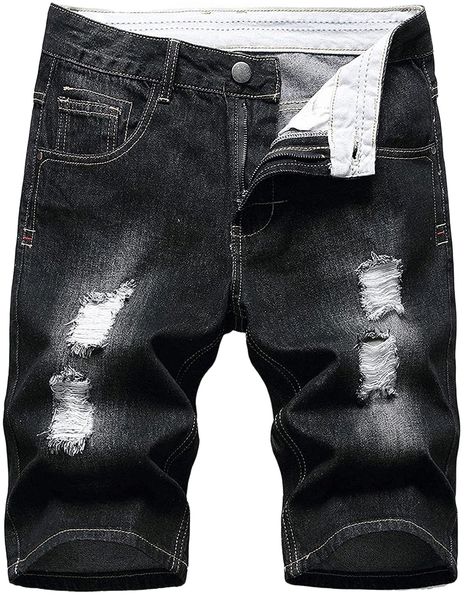 

shorts for men ripped stretch cargo elastic waist slim fit denim shorts casual vintage jogging workout x9n1#, White;black