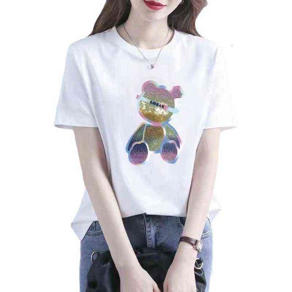 

2022 summer cotton loose women's short sleeve t-shirt versatile top, White