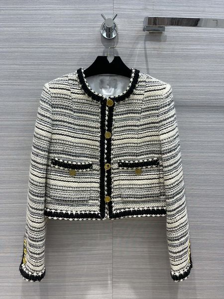 

european fashion brand women's jackets 2022 spring and summer new coat, wave ribbon braid short coat, Black;brown