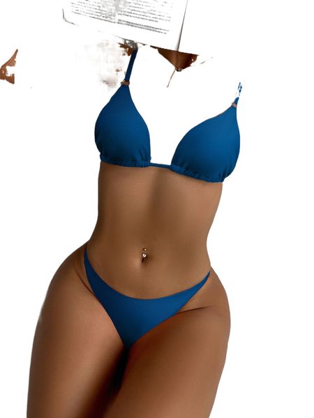 

ring linked micro triangle bikini swimsuit l3x6#, White;black