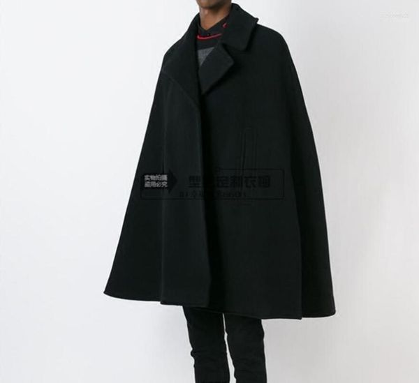 Lã de lã masculina mistura por atacado- Personalize estilo moda Men Cape Casaco solto lã de lã de lã de lã de lã de outono de outono roupas de inverno1