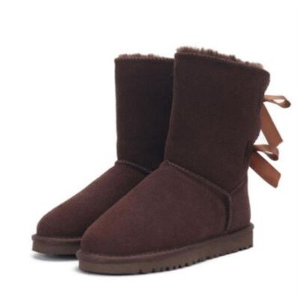 Venda quente AUS 3280 2 Bow Mulheres Botas de Neve Mantenha Bota Quente Cowskin Sheepskin Pele de Pele Botas de Pele De Polão Cartão Fine Christmas Gift Top Quality Free Quality Livre transbordo