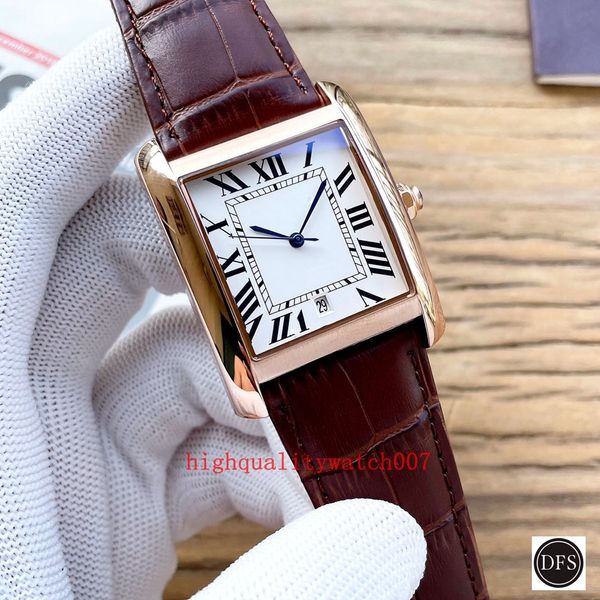 

original box high-quality watch new version men's white dial eta movement automatic movement 316l 18k rose gold leather strap bands men, Slivery;brown