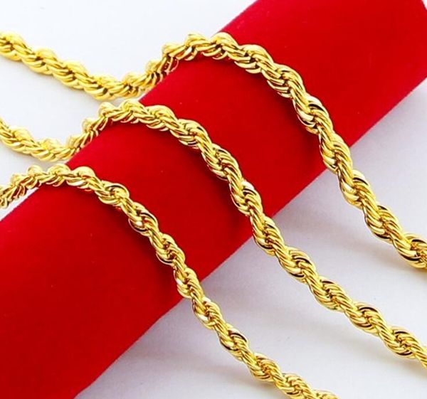 

18k 6mm gold plated chains chopin fried dough twist men's and women's necklace 50cm, Silver